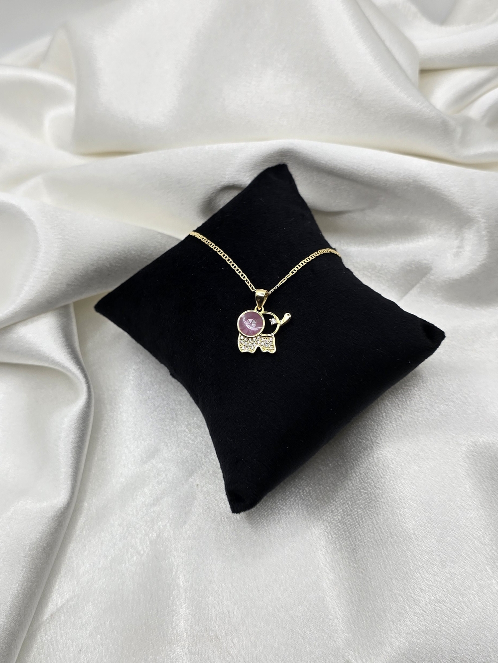 Yellow Gold Over Sterling Silver 925 Elephant Cz Pendant Necklace